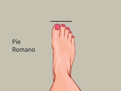 Ilustración del pie romano, mostrando opciones de calzado barefoot adecuadas para este tipo de pie, disponibles en BareMotion Barefoot