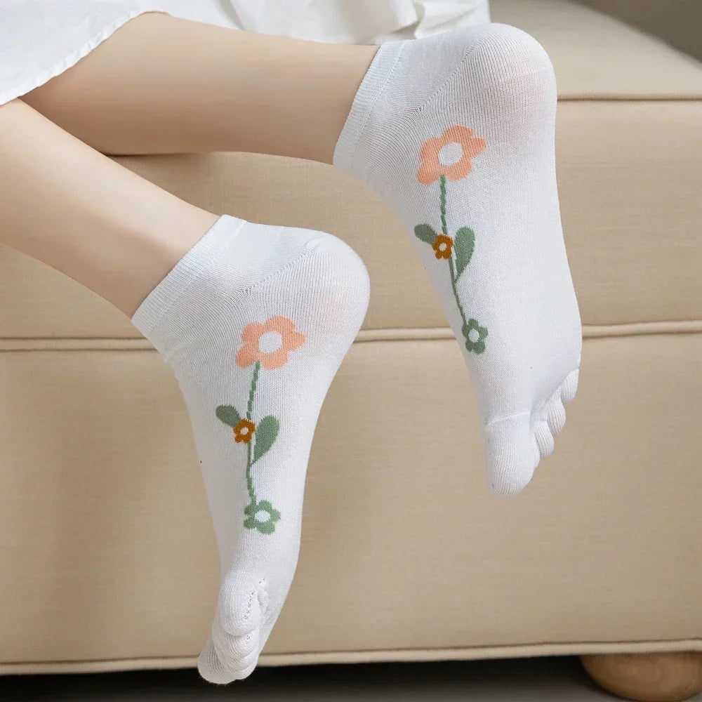 Calcetines de Dedos Cortos: Flower Talla 35-39 (6 Pares)